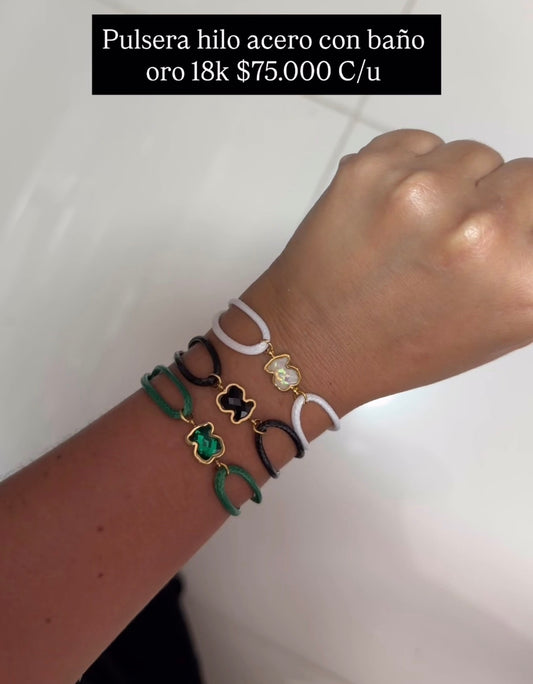 Pulsera acero con baño oro 18k