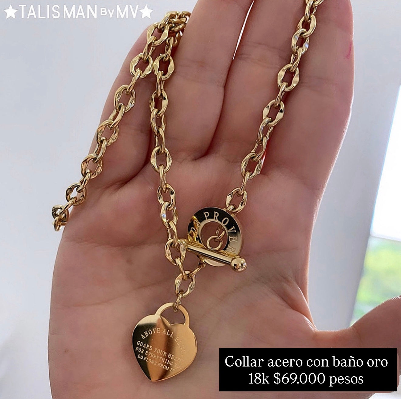 Collar acero con baño oro 18k