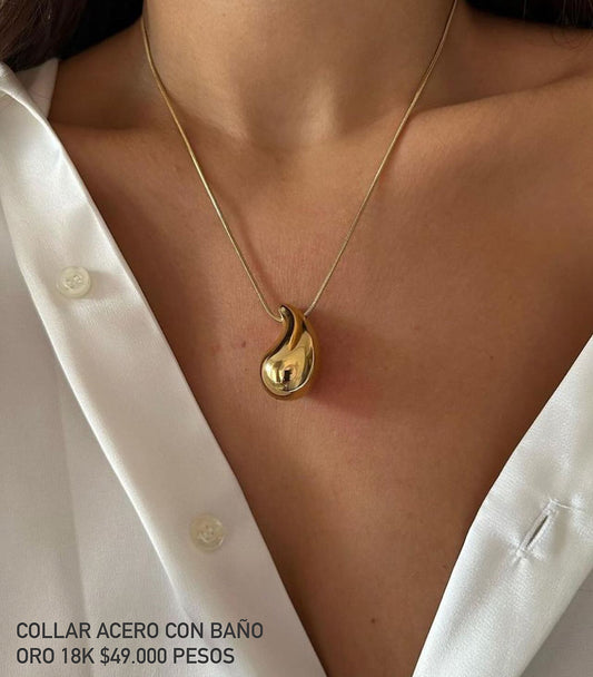 Collar acero con baño oro 18k