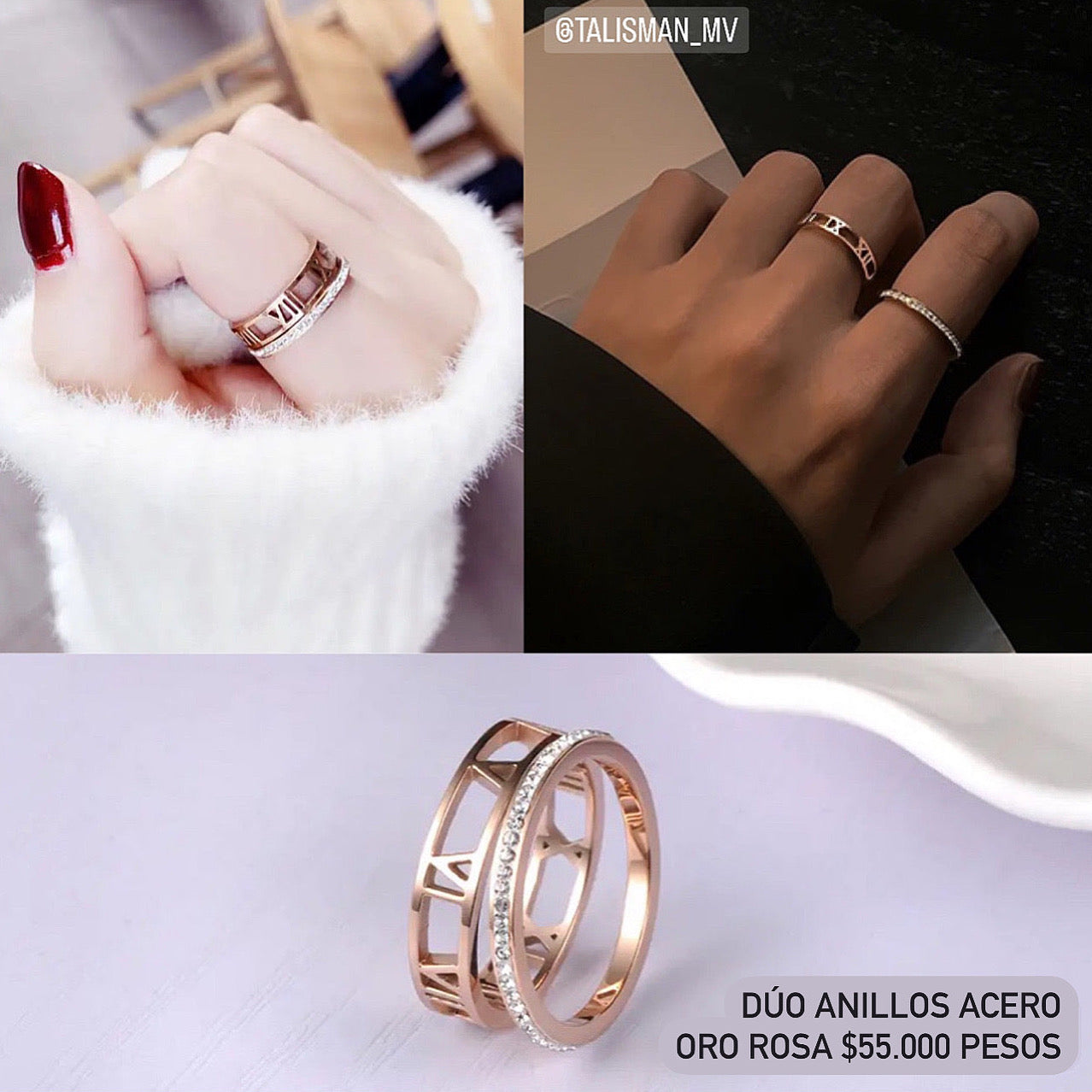 Dúo de anillos acero inoxidable