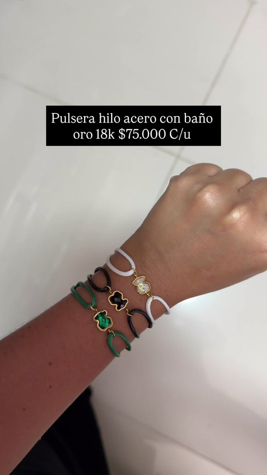 Pulsera acero con baño oro 18k