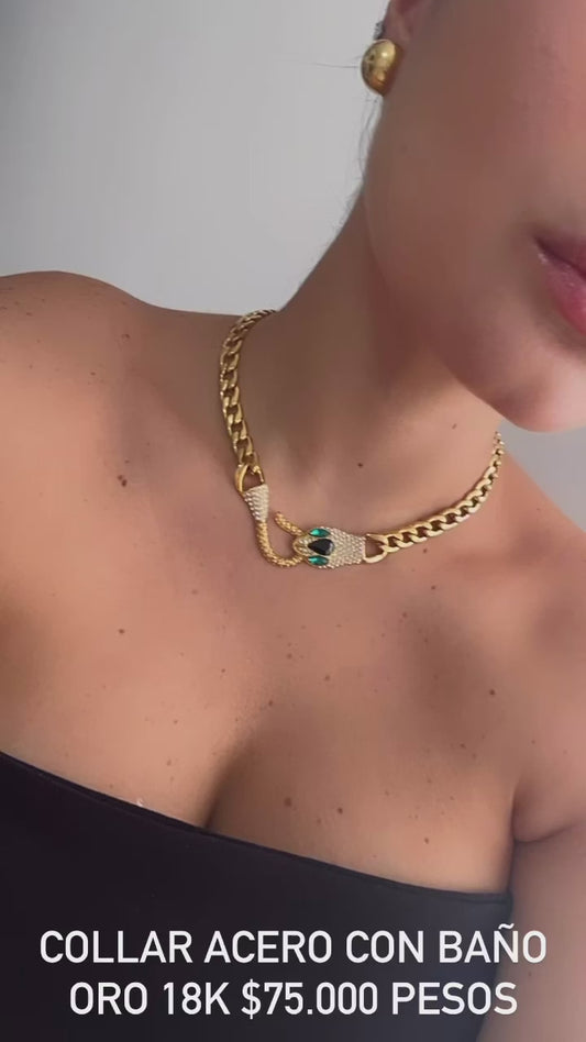 Collar acero con baño oro 18k