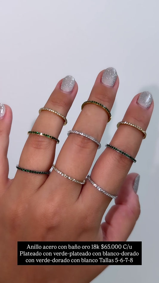 Anillo acero con baño oro 18k