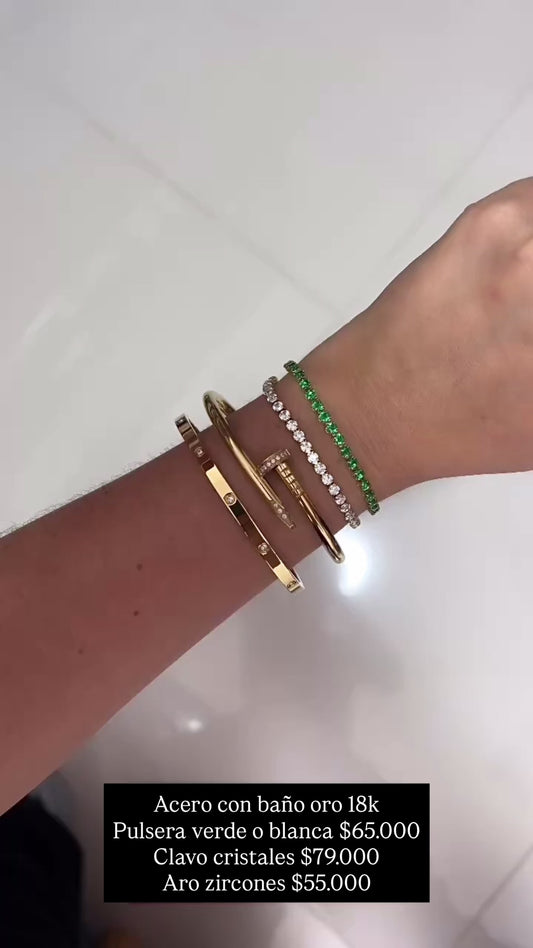 Pulseras acero con baño oro 18k