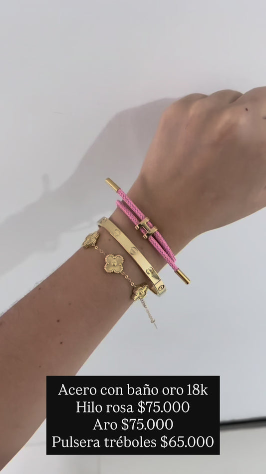 Pulseras acero con baño oro 18k