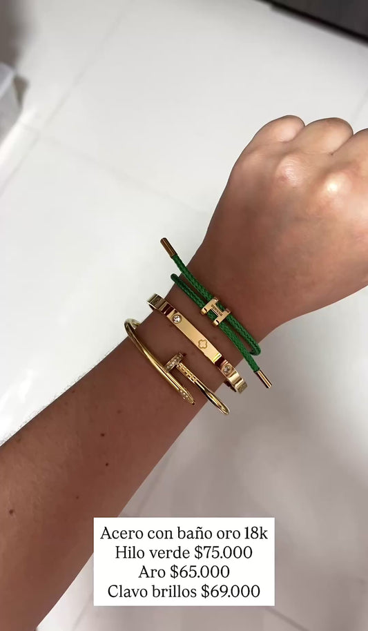 Pulseras acero con baño oro 18k