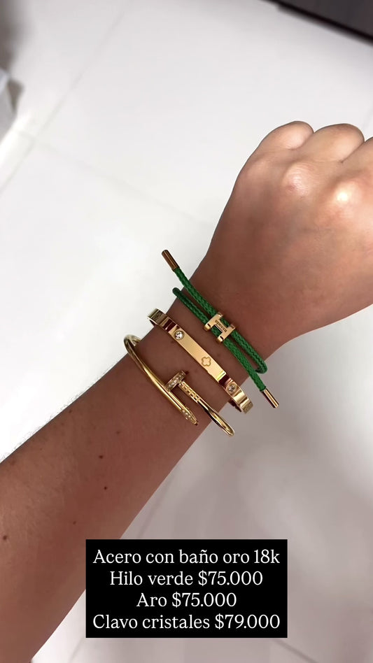 Pulseras acero con baño oro 18k