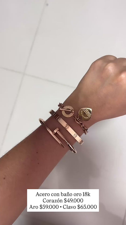 Pulseras acero inoxidable oro rosa