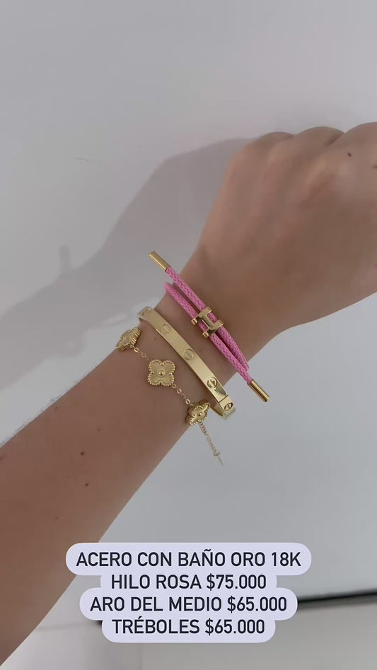 Pulseras acero con baño oro 18k