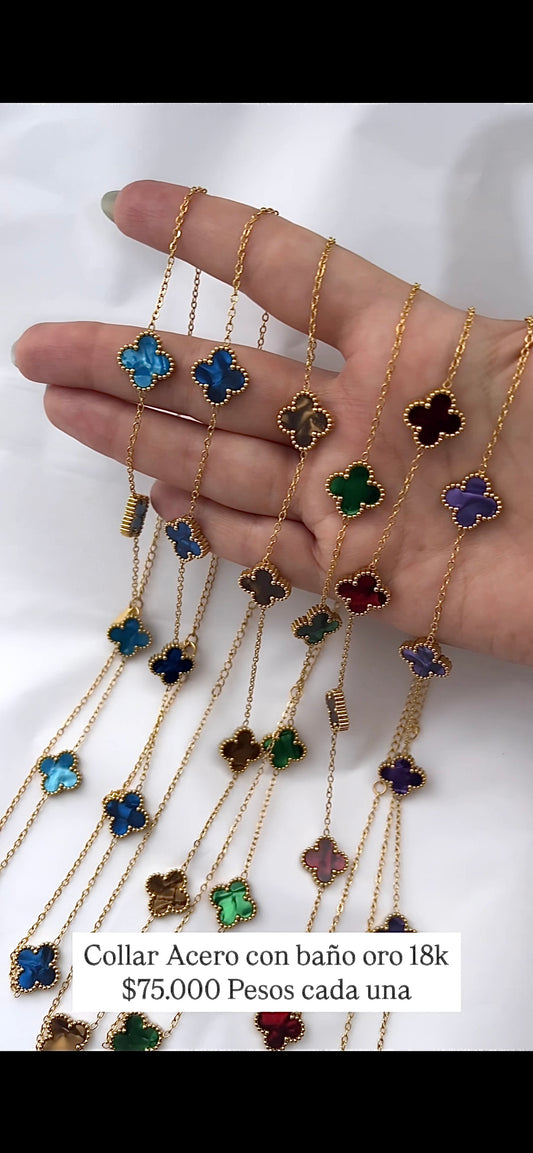 Collar acero con baño oro 18k
