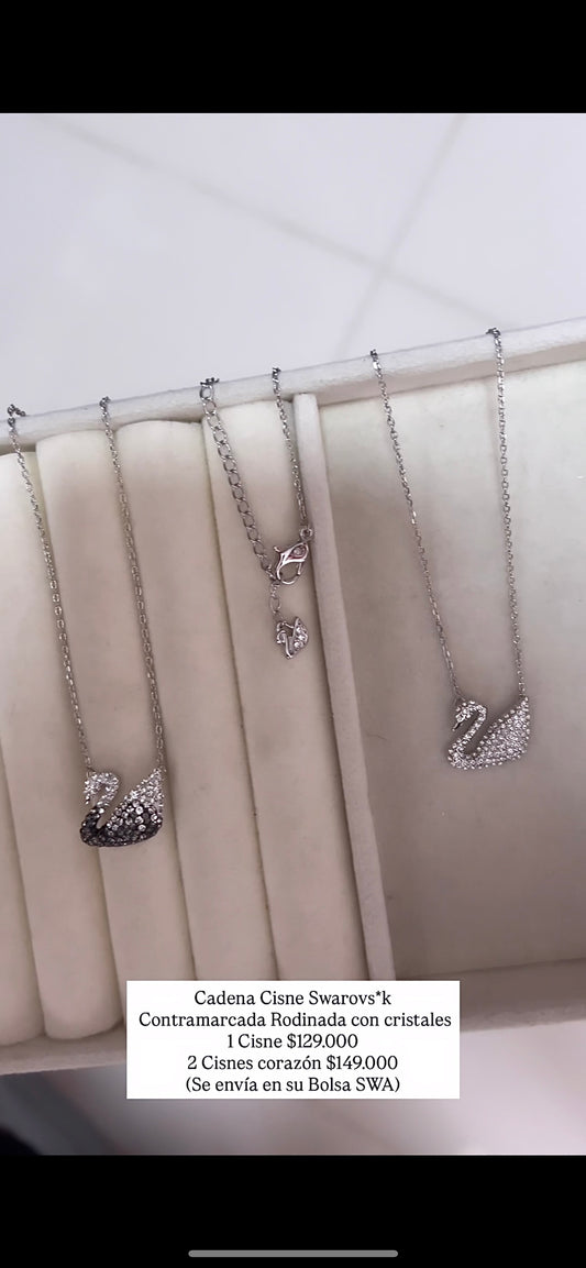 Cadena cisne SWA contramarcada rodinada con cristales
