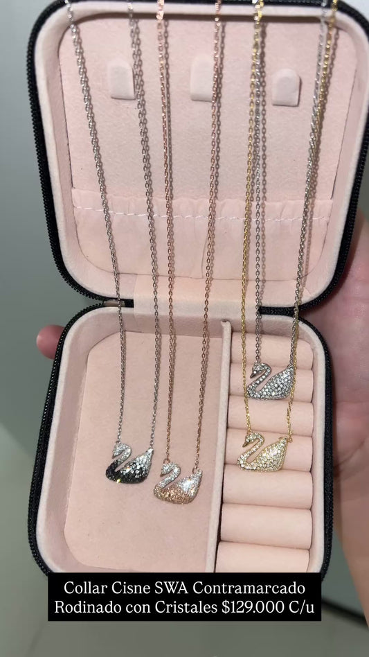 Collar Cisne SWA contramarcado Rodinado con cristales