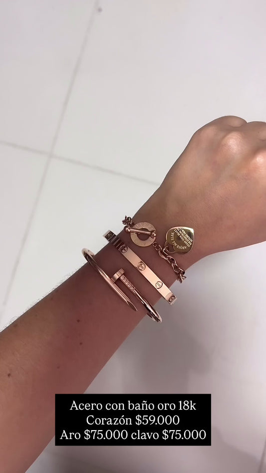 Pulseras acero inoxidable oro rosa