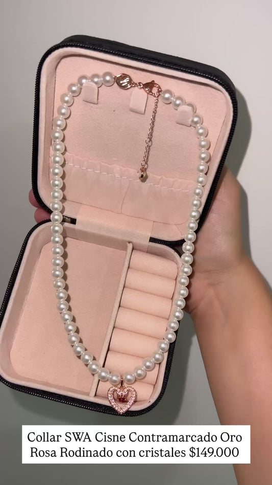 Collar SWA perlas y cisne contramarcado Rodinado con cristales