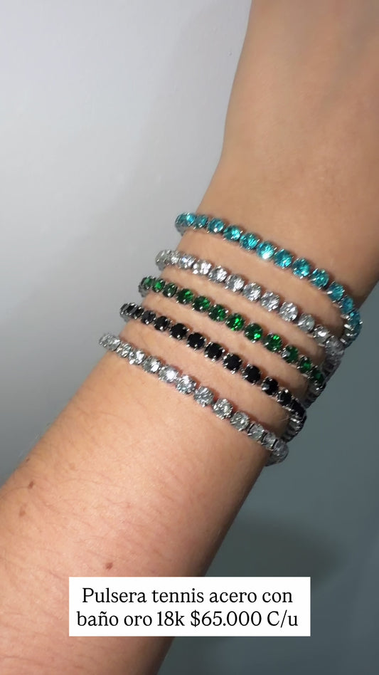 Pulsera acero con baño oro 18k