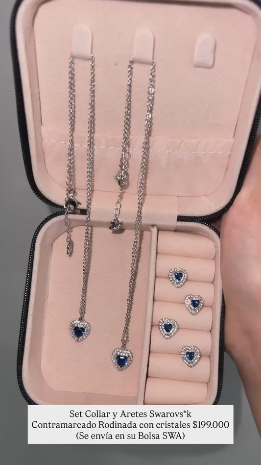 Set aretes y collar SWA contramarcados Rodinado con cristales