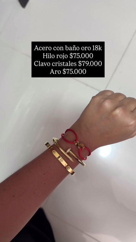 Pulsera acero con baño oro 18k