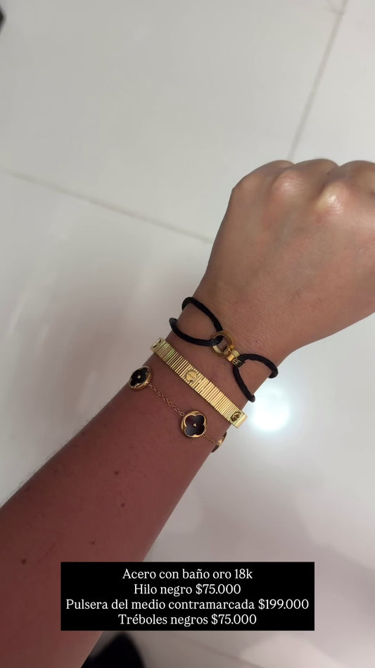 Pulsera acero con baño oro 18k