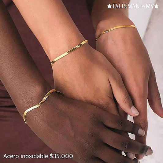 Pulsera acero con baño oro 18k