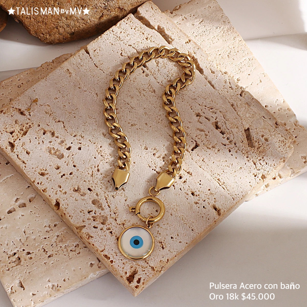 Pulsera Acero con baño Oro 18k