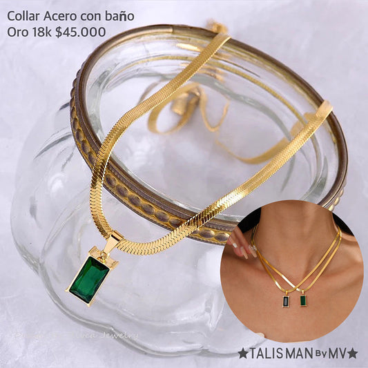 Collar Acero con baño Oro 18k