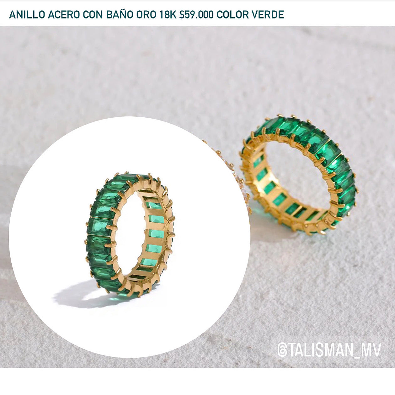 Anillo acero con baño oro 18k