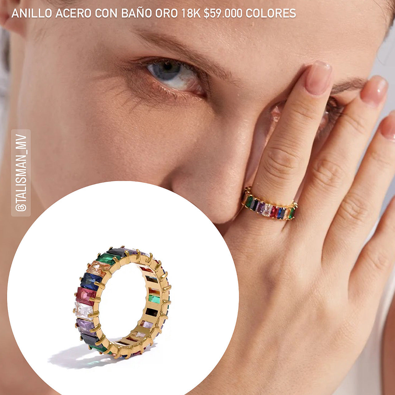Anillo acero con baño oro 18k