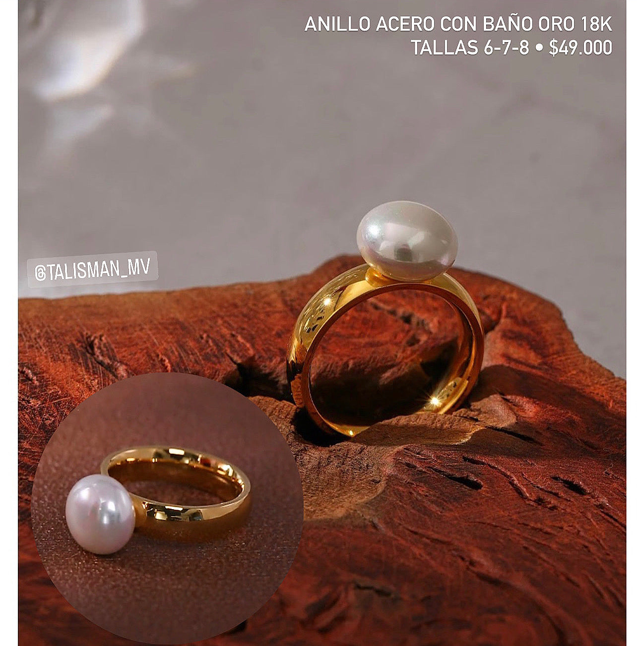 Anillo Acero con baño Oro 18k