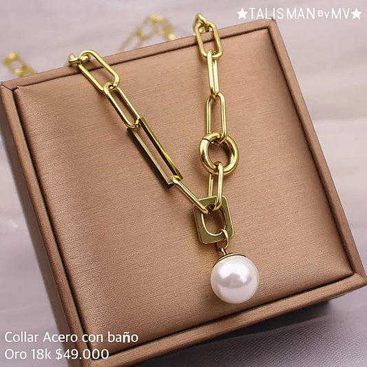 Collar Acero con baño Oro 18k