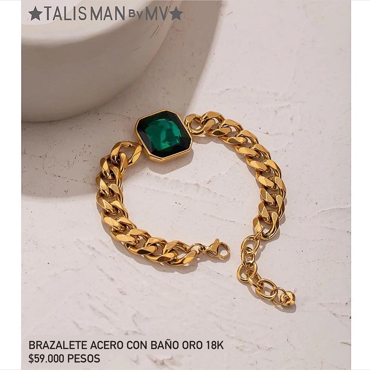 Pulsera acero con baño oro 18k