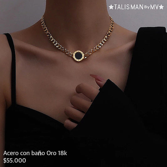 Collar Acero con baño Oro 18k