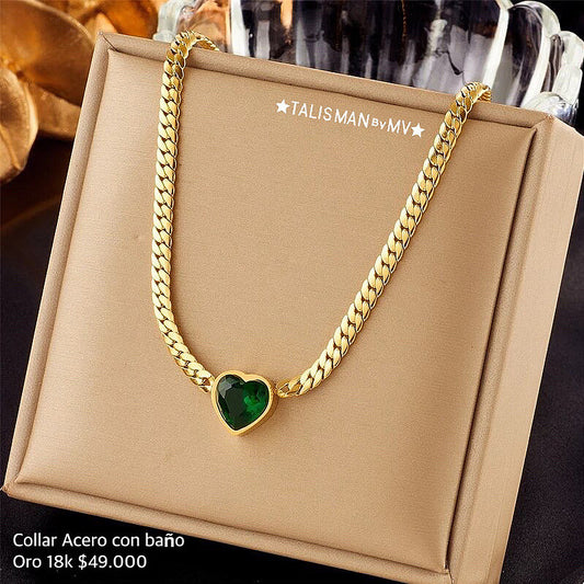 Collar Acero con baño Oro 18k