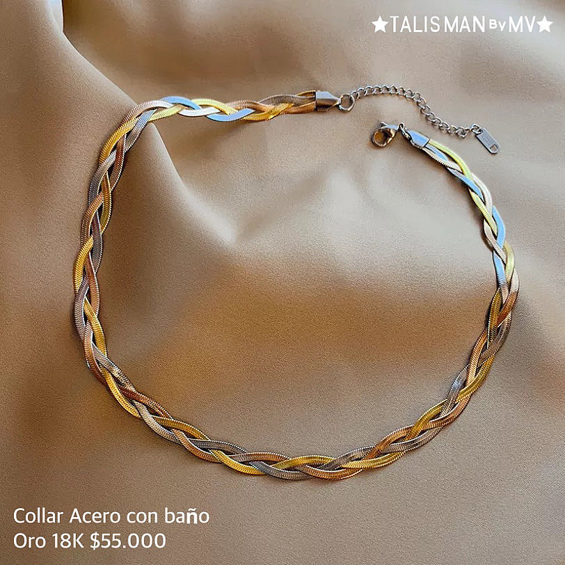 Collar Acero con baño Oro 18k