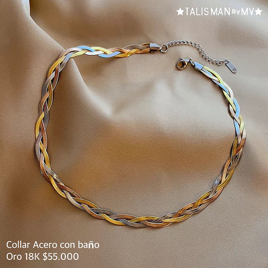 Collar Acero con baño Oro 18k