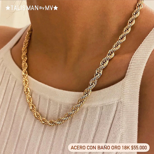 Collar Acero con baño Oro 18k