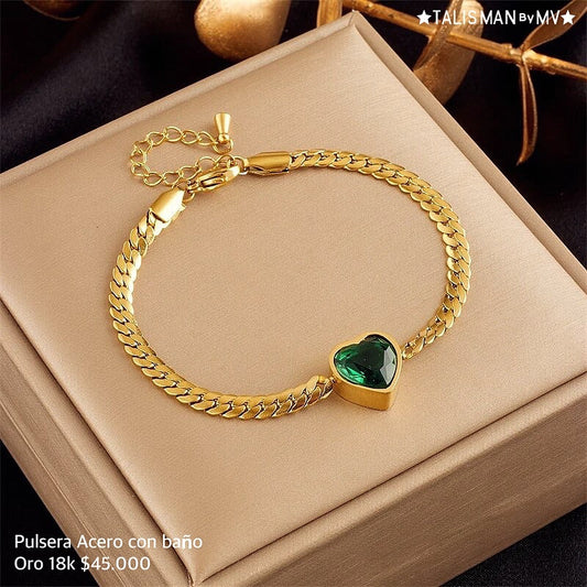 Pulsera Acero con baño oro 18k